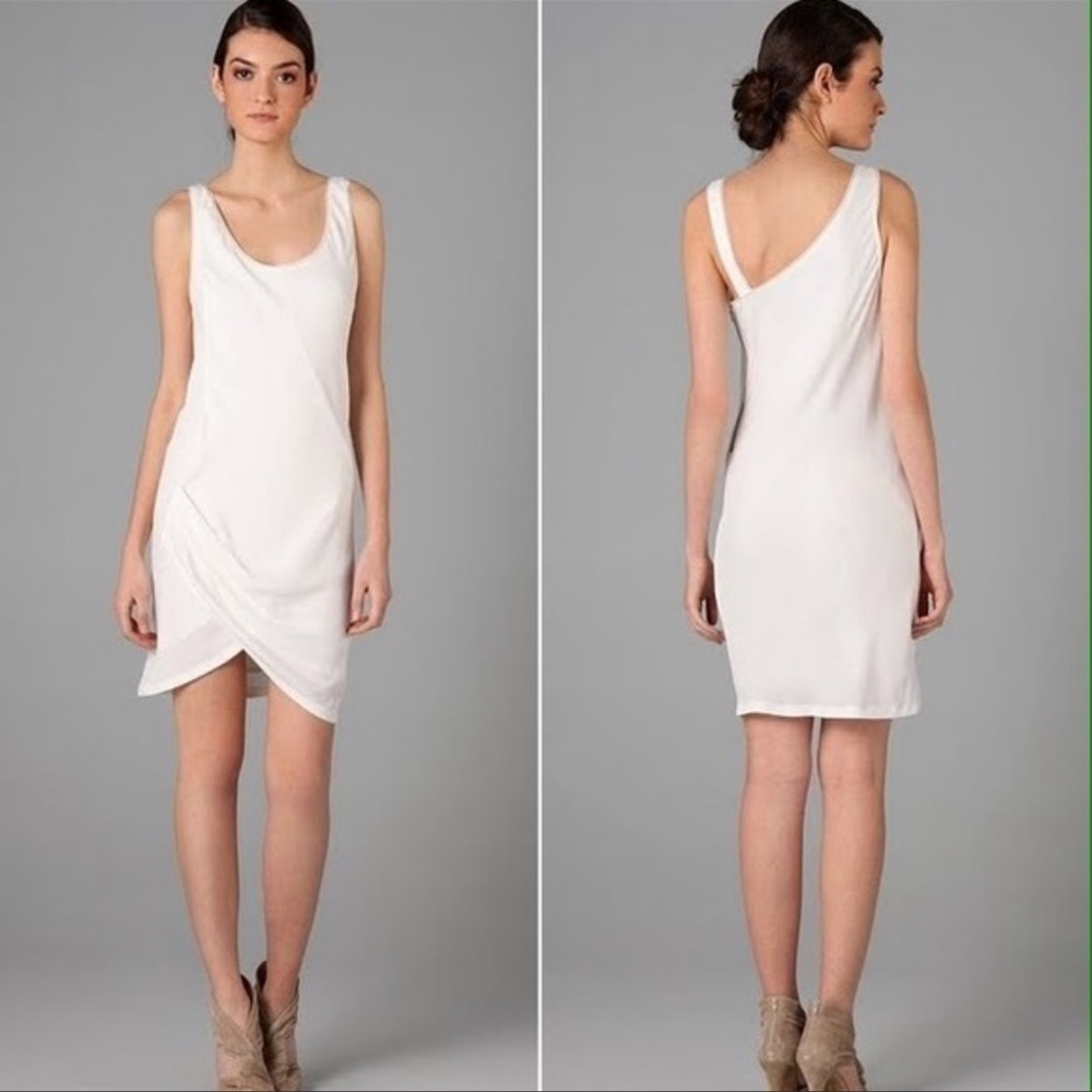 HELMUT LANG Relic Side Twist Zipper Mini Cream Dress 4